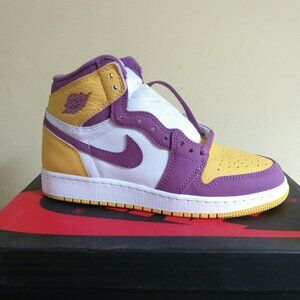 Nike Air Jordan 1 Retro High OG GS Brotherhood 575441-706 Size 5.5Y Purple Gold